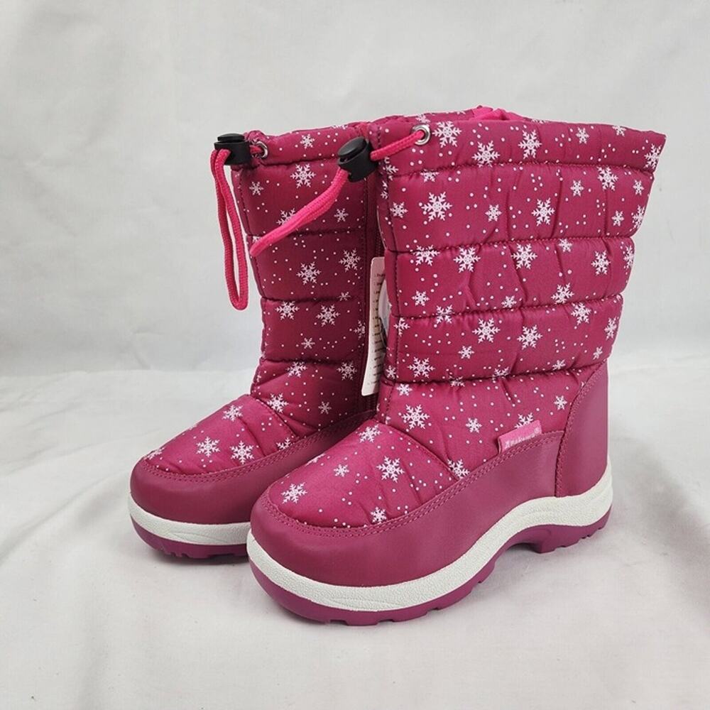 Girls Mid Calf Waterproof Winter Snow Boots, BIG KIDS Size 12-12.5, Zipper & Fur